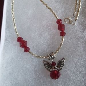Ruby and Silver Angel Necklace